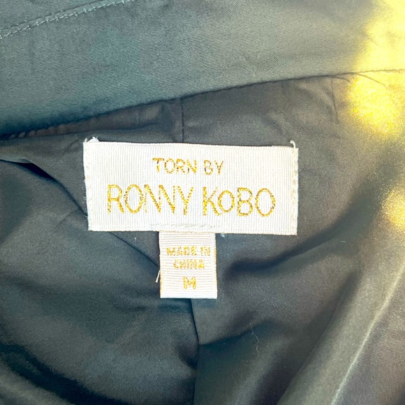 NWOT Torn by Ronny Kobo ANOK BLAZER forest combo Medium oversized,plaid,neutrals - Picture 8 of 8